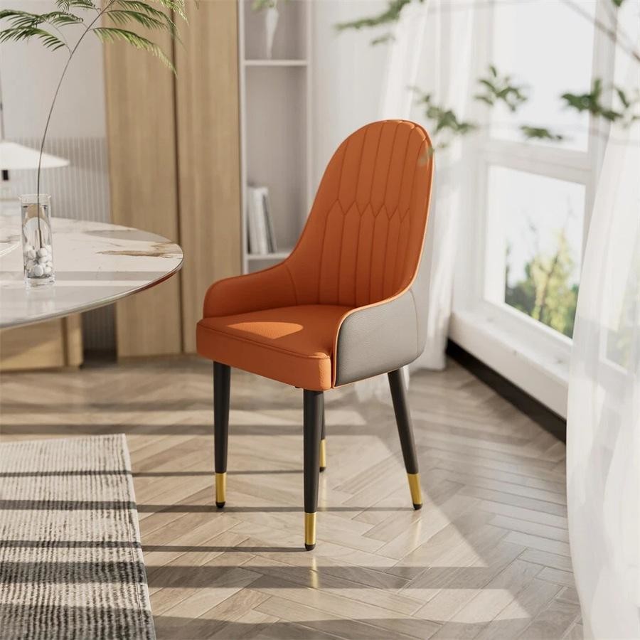 Aurelius Marble Dining Table &amp; 6 Chair Set with Gold Double-Ring Base - Greenora Living