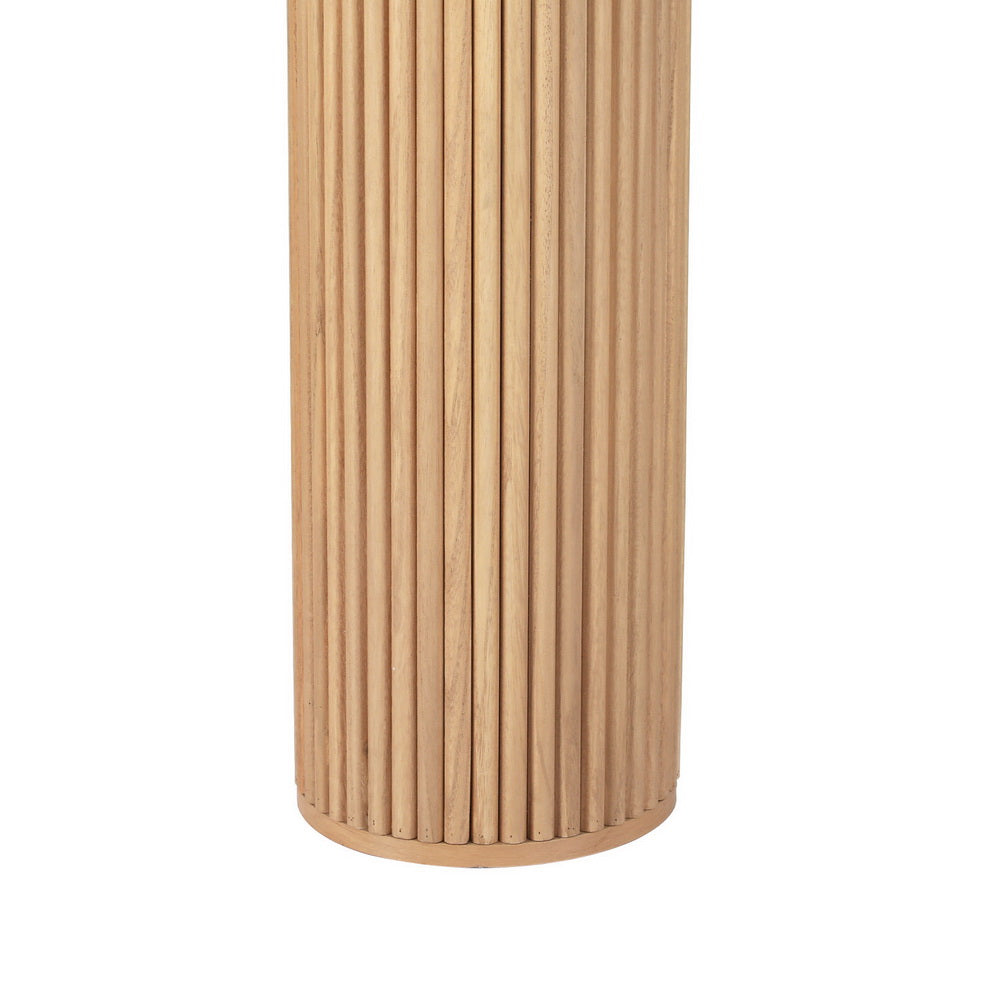 Blake Console Table – Oval Tabletop, Fluted Paulownia Wood Base &amp; Ash Veneer Finish | 50kg | 115cm | Pine - Greenora Living