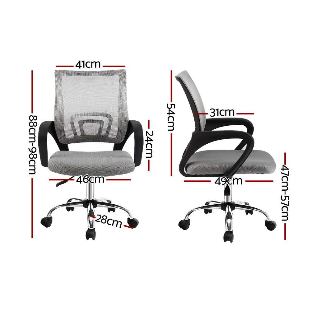 Mid-Back Mesh Office Chair – Built-In Lumbar Support | Chrome Base | Height Adjustable | Grey - Greenora Living