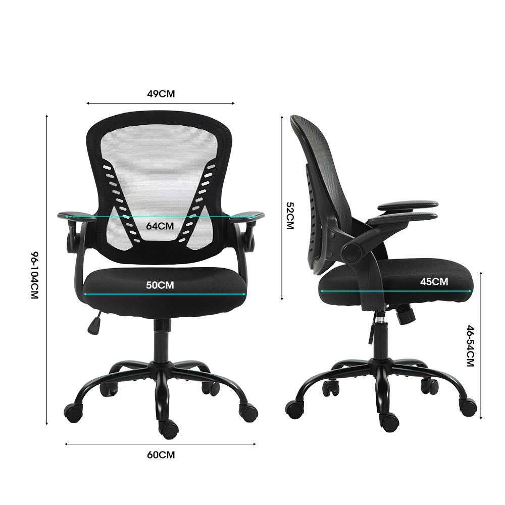Ergonomic Mesh Office Chair – Adjustable Armrests & Recline | SGS Gas Lift | 120kg | Black - Greenora Living