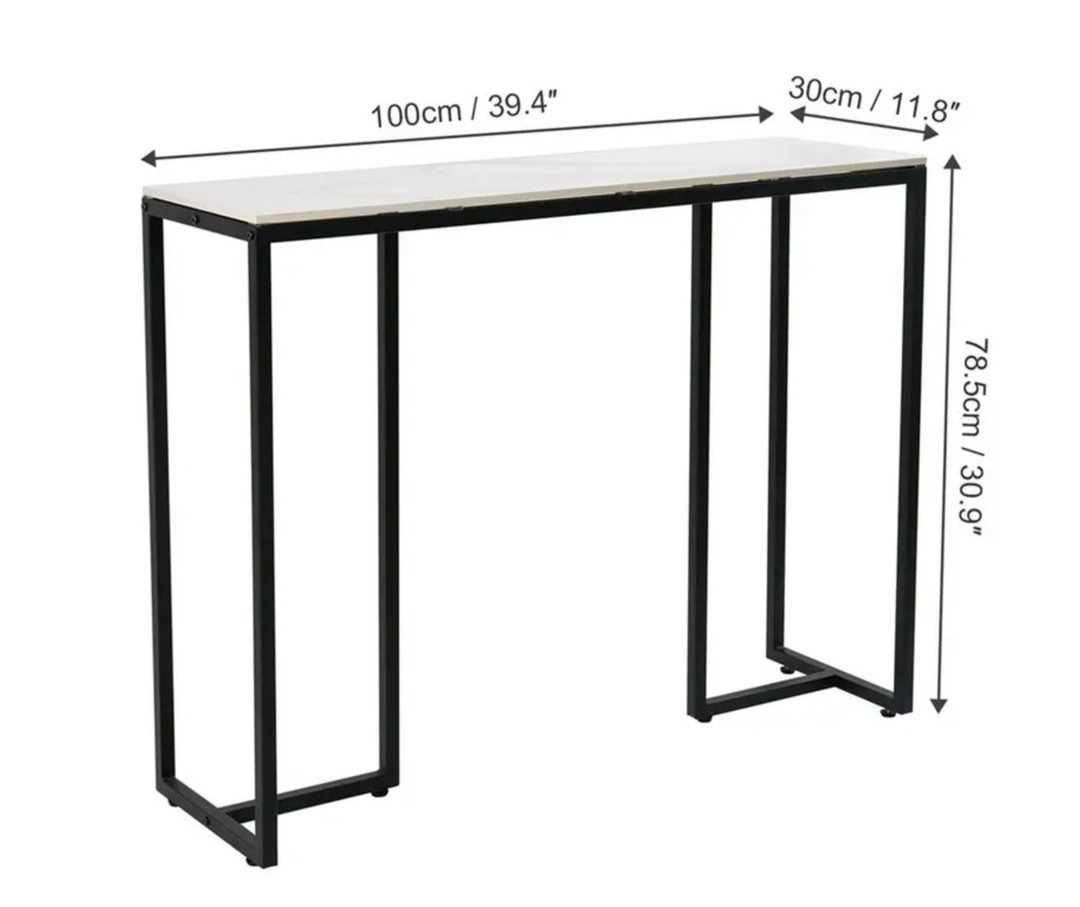 Nero Console Table – Sintered Stone Marble Top, Black Iron Frame &amp; 30kg Capacity | 100cm | Black &amp; White - Greenora Living