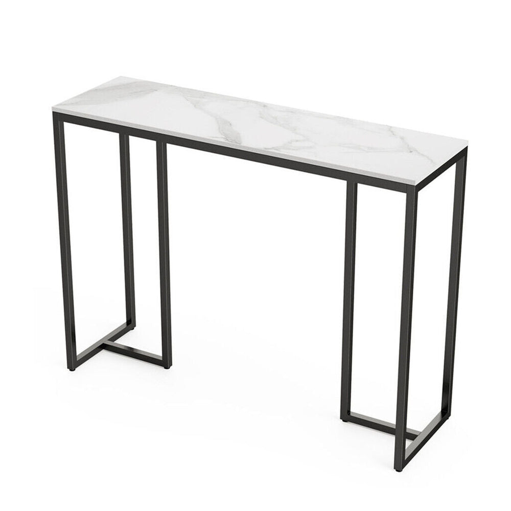 Nero Console Table – Sintered Stone Marble Top, Black Iron Frame & 30kg Capacity | 100cm | Black & White - Greenora Living