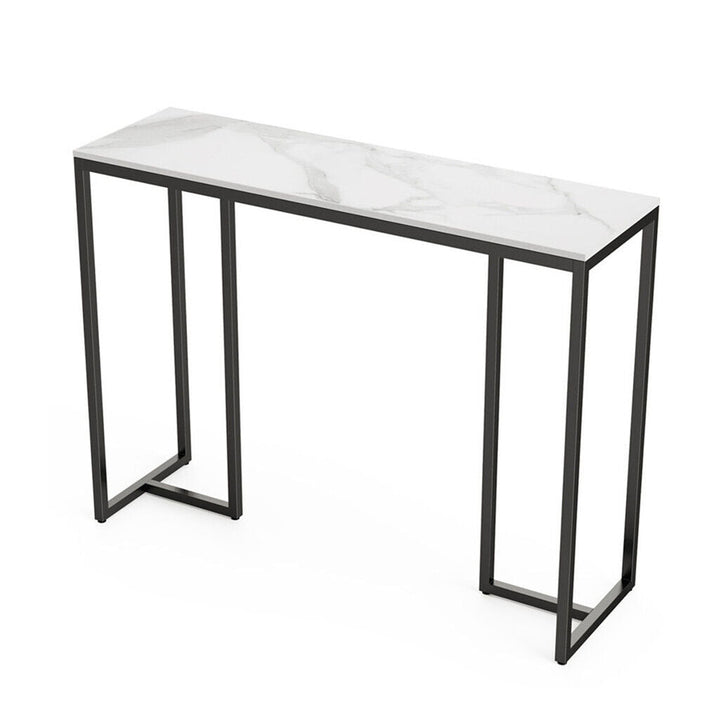 Nero Console Table – Sintered Stone Marble Top, Black Iron Frame &amp; 30kg Capacity | 100cm | Black &amp; White - Greenora Living