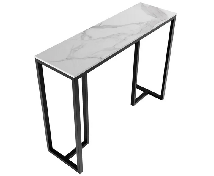 Nero Console Table – Sintered Stone Marble Top, Black Iron Frame &amp; 30kg Capacity | 100cm | Black &amp; White - Greenora Living
